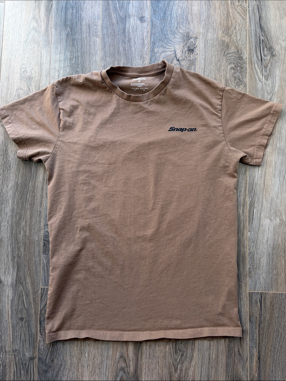 Snap On Short Sleeve Crew Tee in Brown with Logo